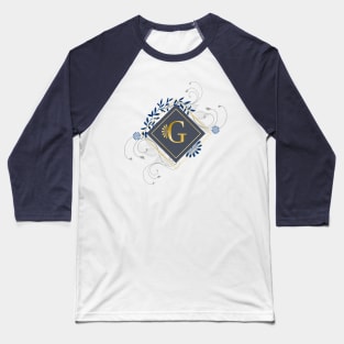 G, blue and gold initial monogram. Baseball T-Shirt